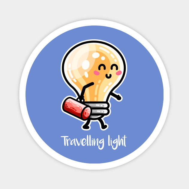 Kawaii Cute Travelling Light Pun Magnet by freeves